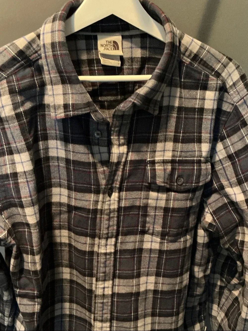 The North Face Men's Black and White Plaid Button-Down Shirt